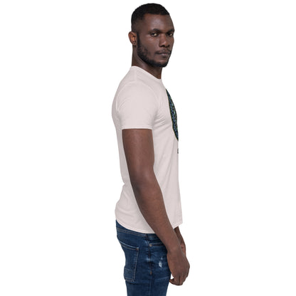 Unisex Softstyle T-Shirt (mandala green and gold rim | on front | GRATITUDE in black lettering)