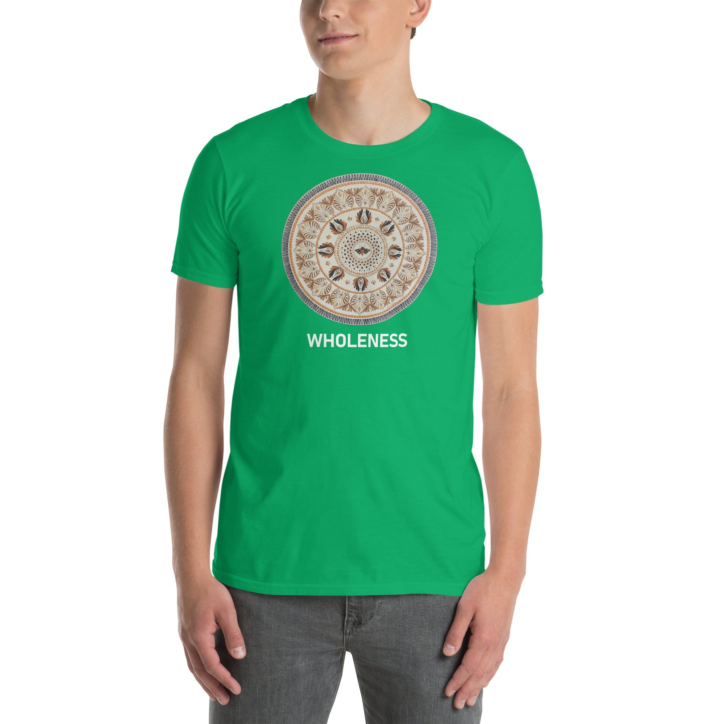 Unisex Softstyle T-Shirt (beige mandala | on front | WHOLENESS in white lettering)