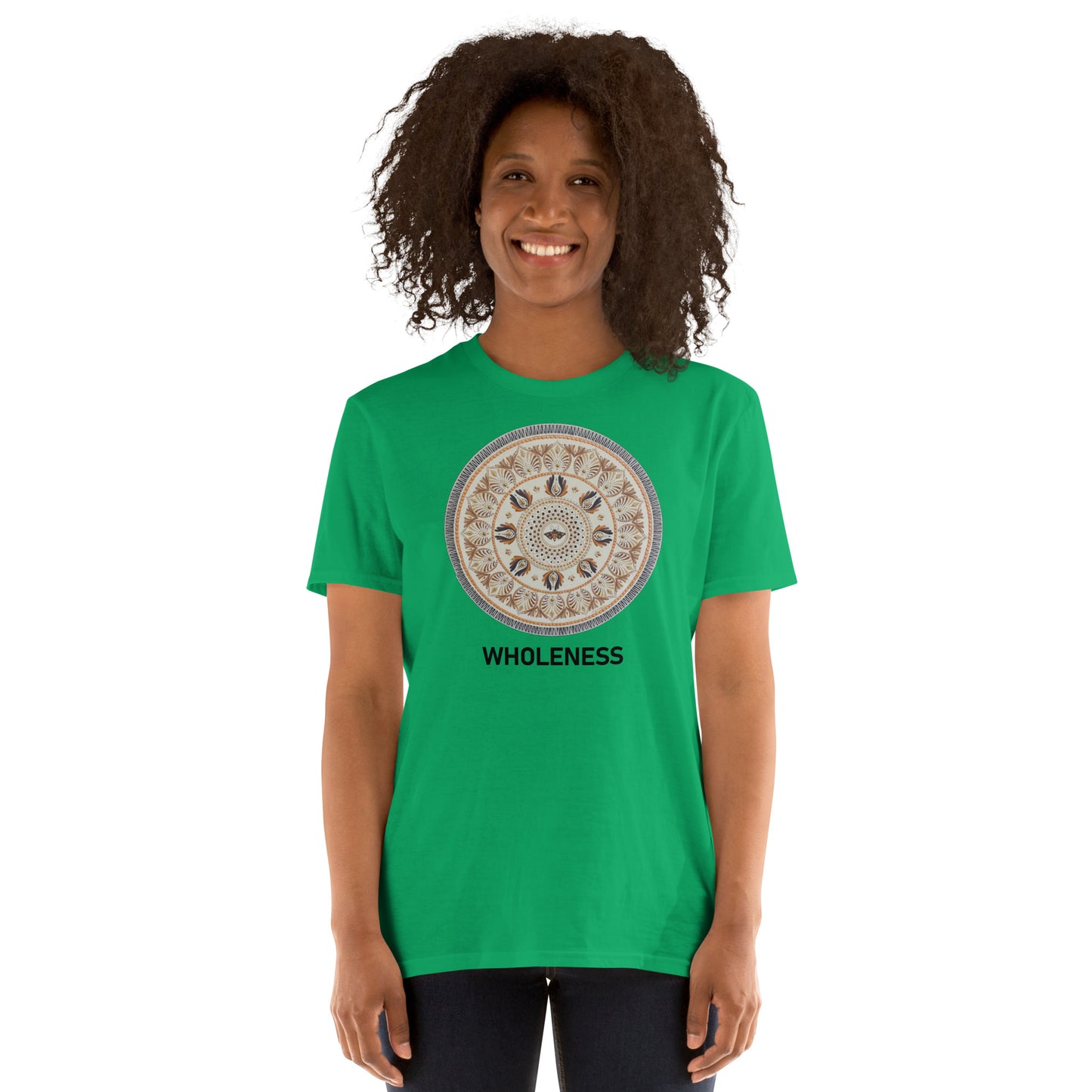 Unisex Softstyle T-Shirt (beige mandala | on front | WHOLENESS in black lettering)