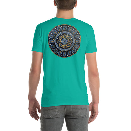 Unisex Softstyle T-Shirt (mandala with gold rim on back | PROTECTION in white lettering)