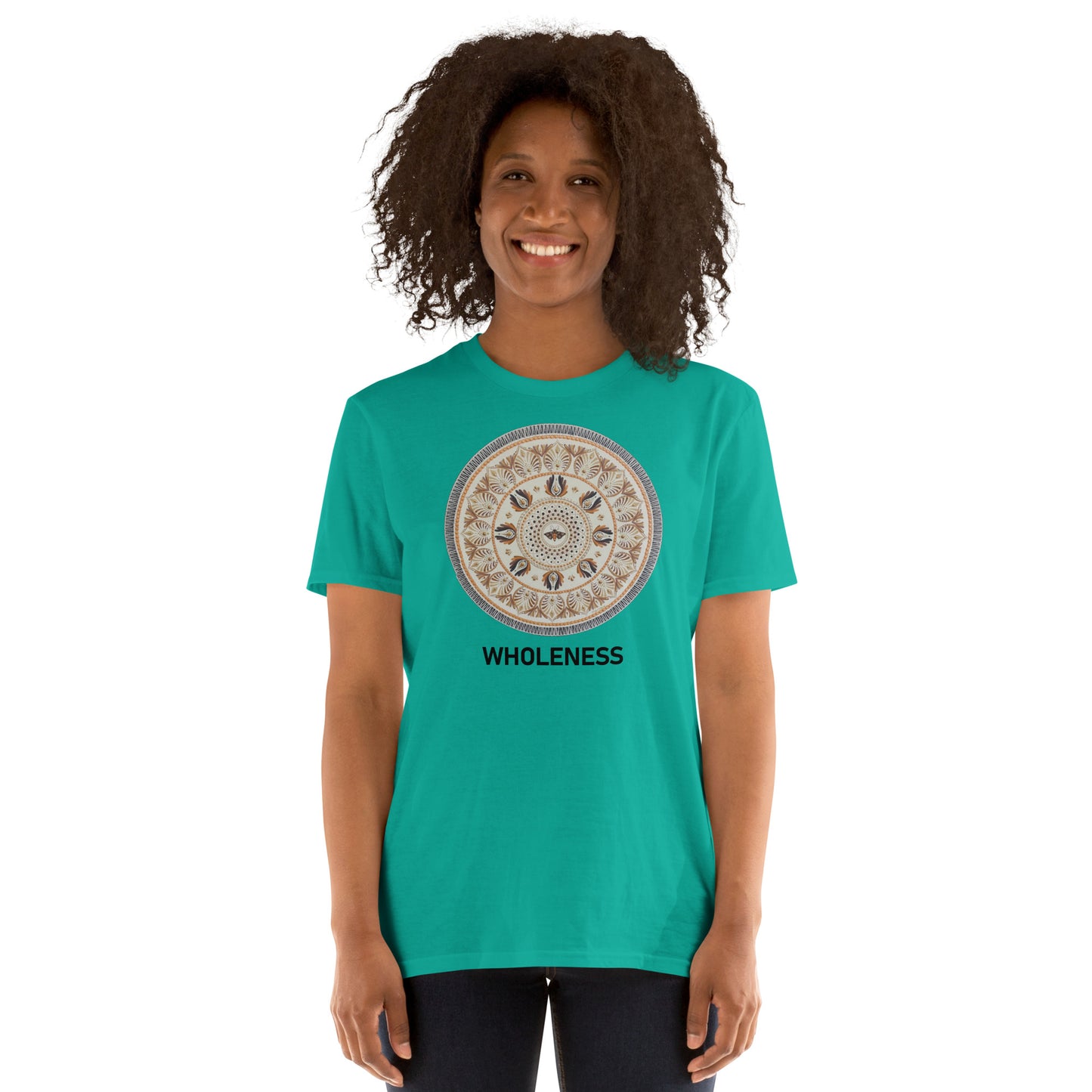 Unisex Softstyle T-Shirt (beige mandala | on front | WHOLENESS in black lettering)