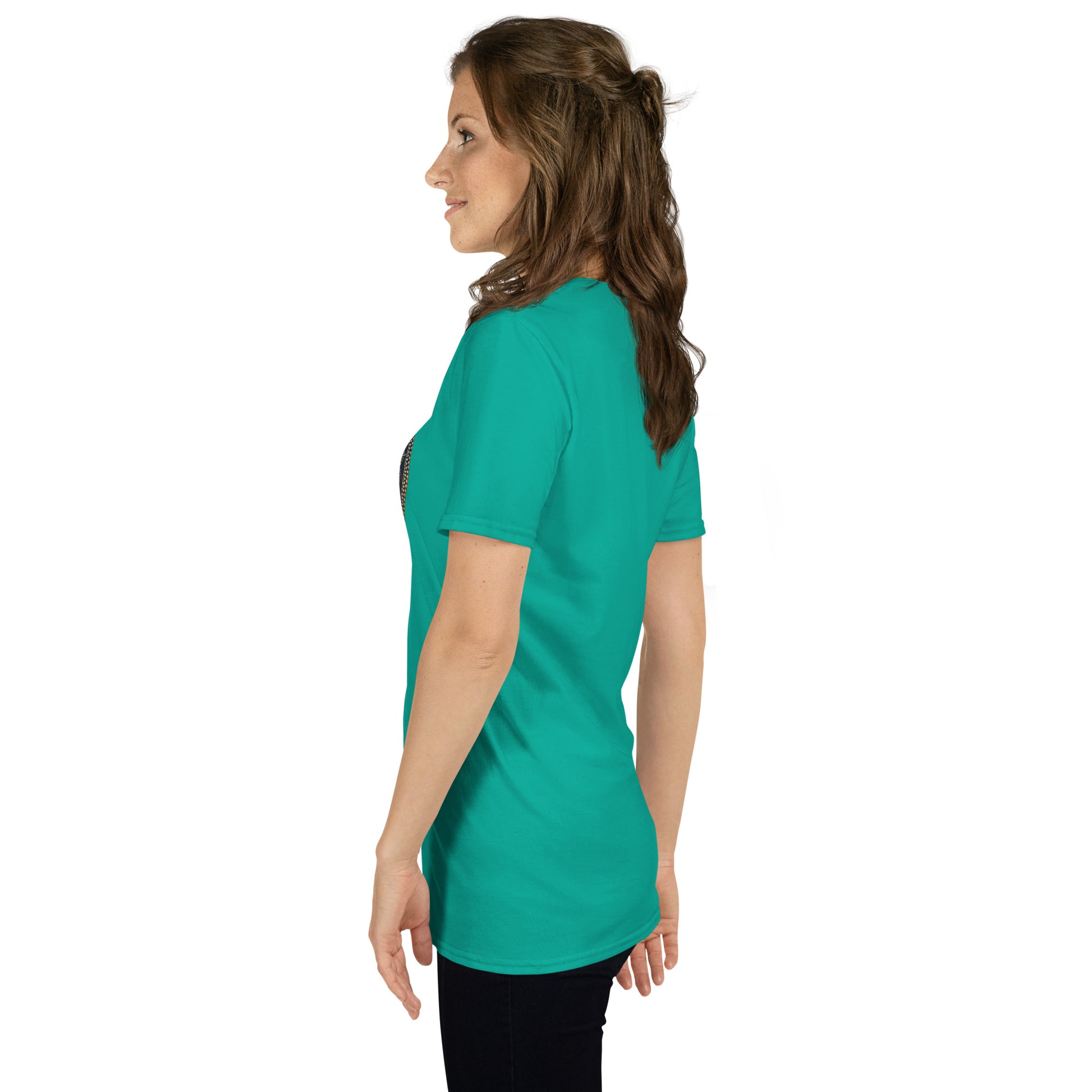 Unisex Softstyle T-Shirt (mandala with cross in the core | on front | GROWTH in black lettering)