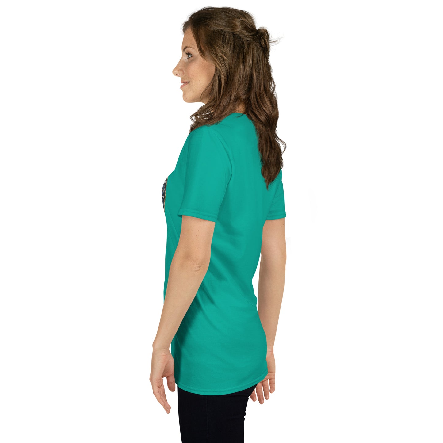 Unisex Softstyle T-Shirt (mandala with gold outer rim | on front | PROTECTION in black lettering)