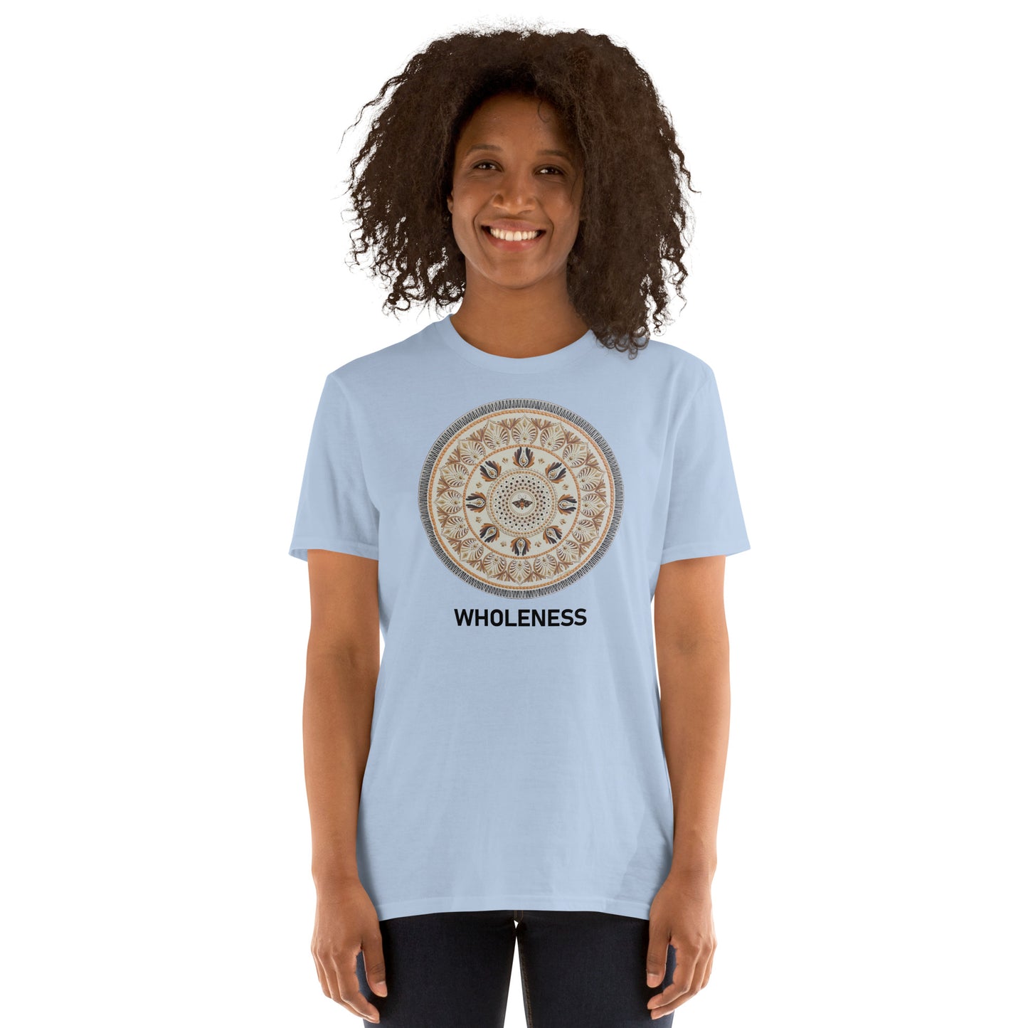 Unisex Softstyle T-Shirt (beige mandala | on front | WHOLENESS in black lettering)