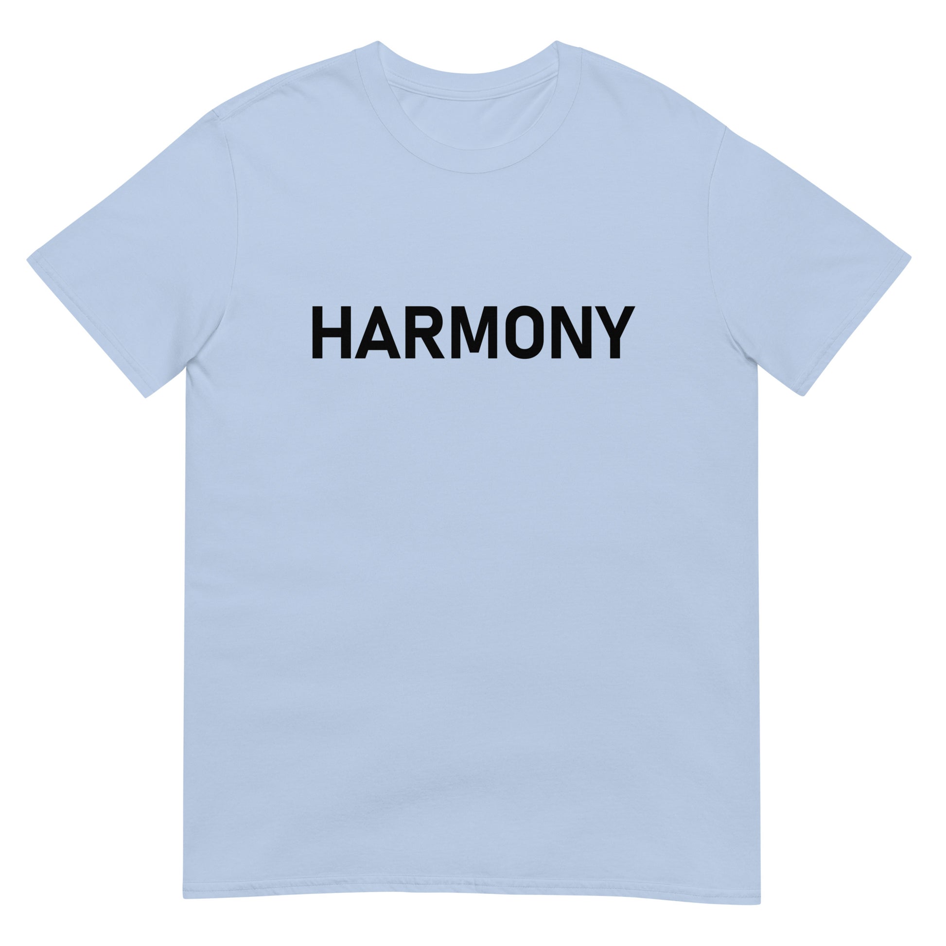 Unisex Softstyle T-Shirt (mandala with green star on back | HARMONY in black lettering on front)