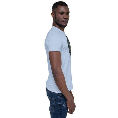 Unisex Softstyle T-Shirt (mandala green and gold rim | on front | GRATITUDE in black lettering)