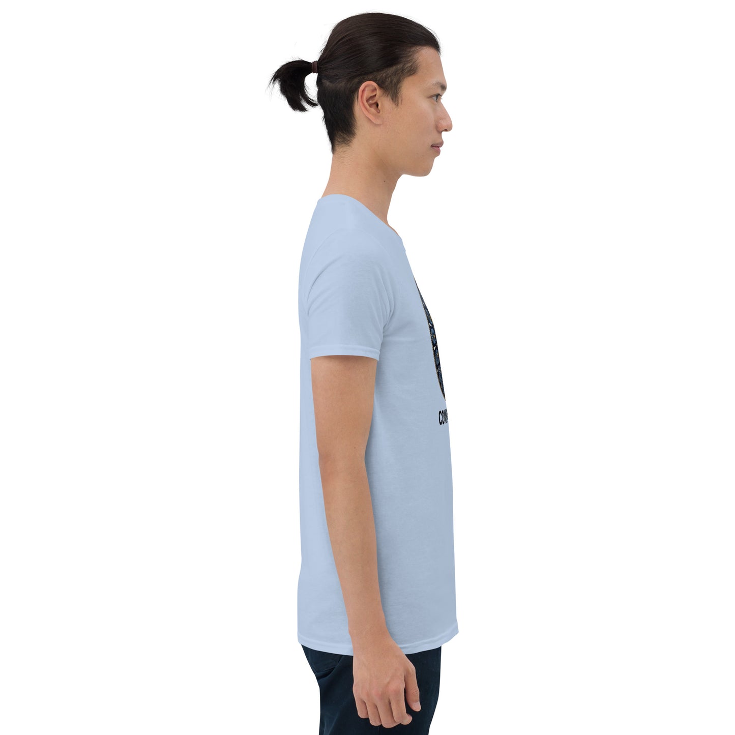 Unisex Softstyle T-Shirt (mandala with gold rim | on front | COMPASSION in black lettering)