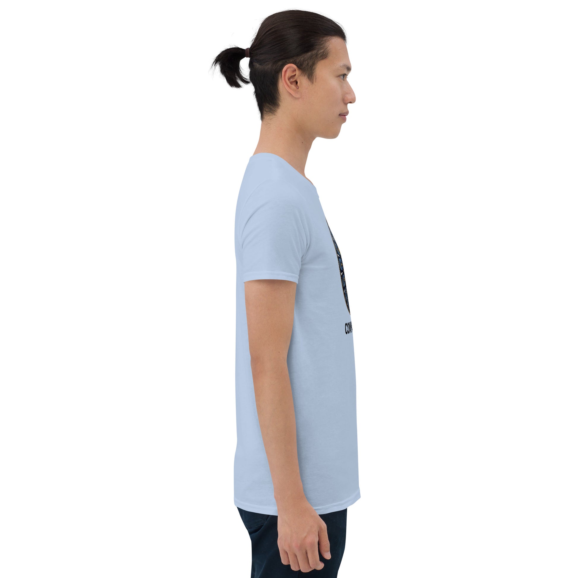 Unisex Softstyle T-Shirt (mandala with gold rim | on front | COMPASSION in black lettering)