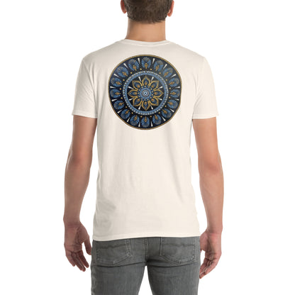 Unisex Softstyle T-Shirt (mandala with gold rim on back | PROTECTION in white lettering)