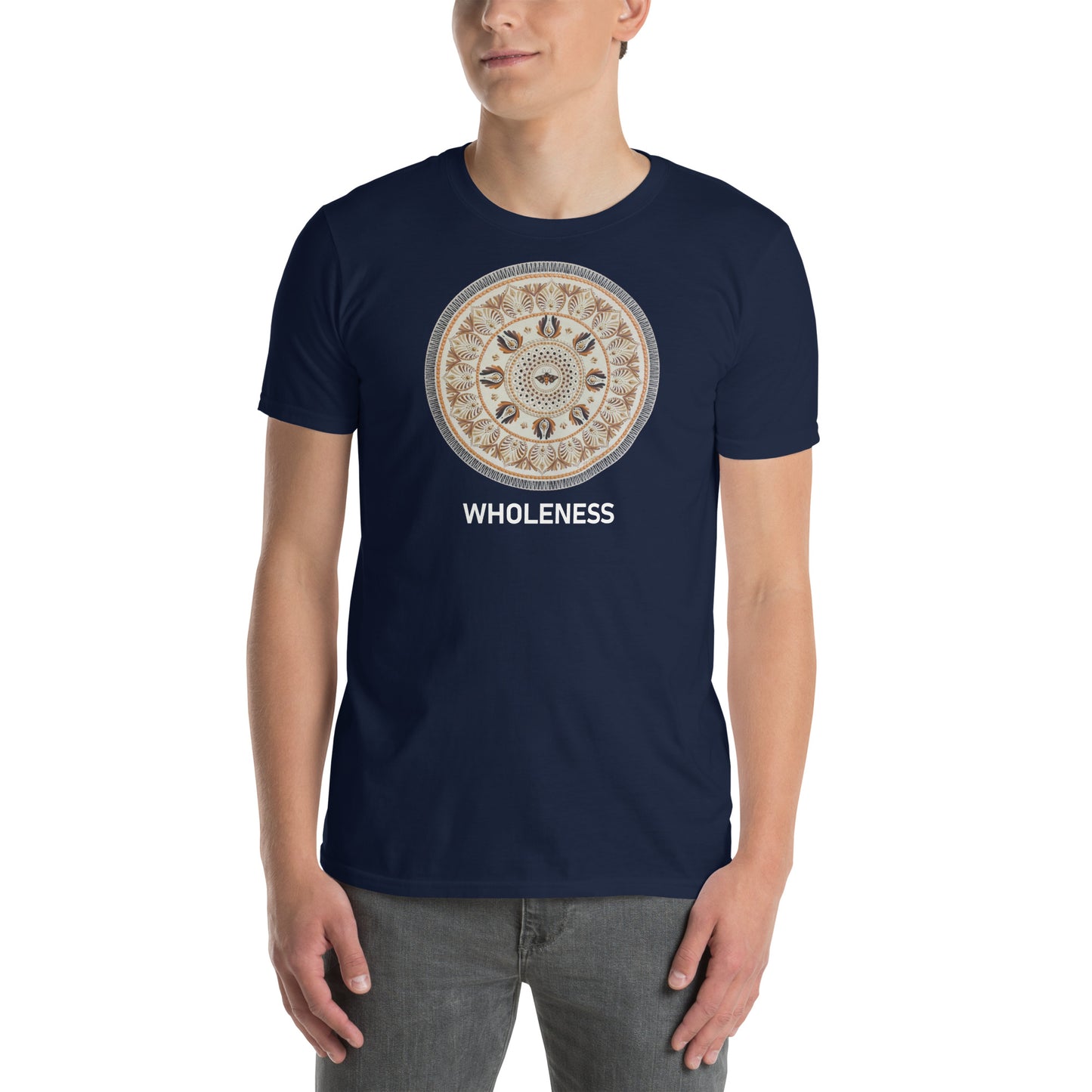 Unisex Softstyle T-Shirt (beige mandala | on front | WHOLENESS in white lettering)