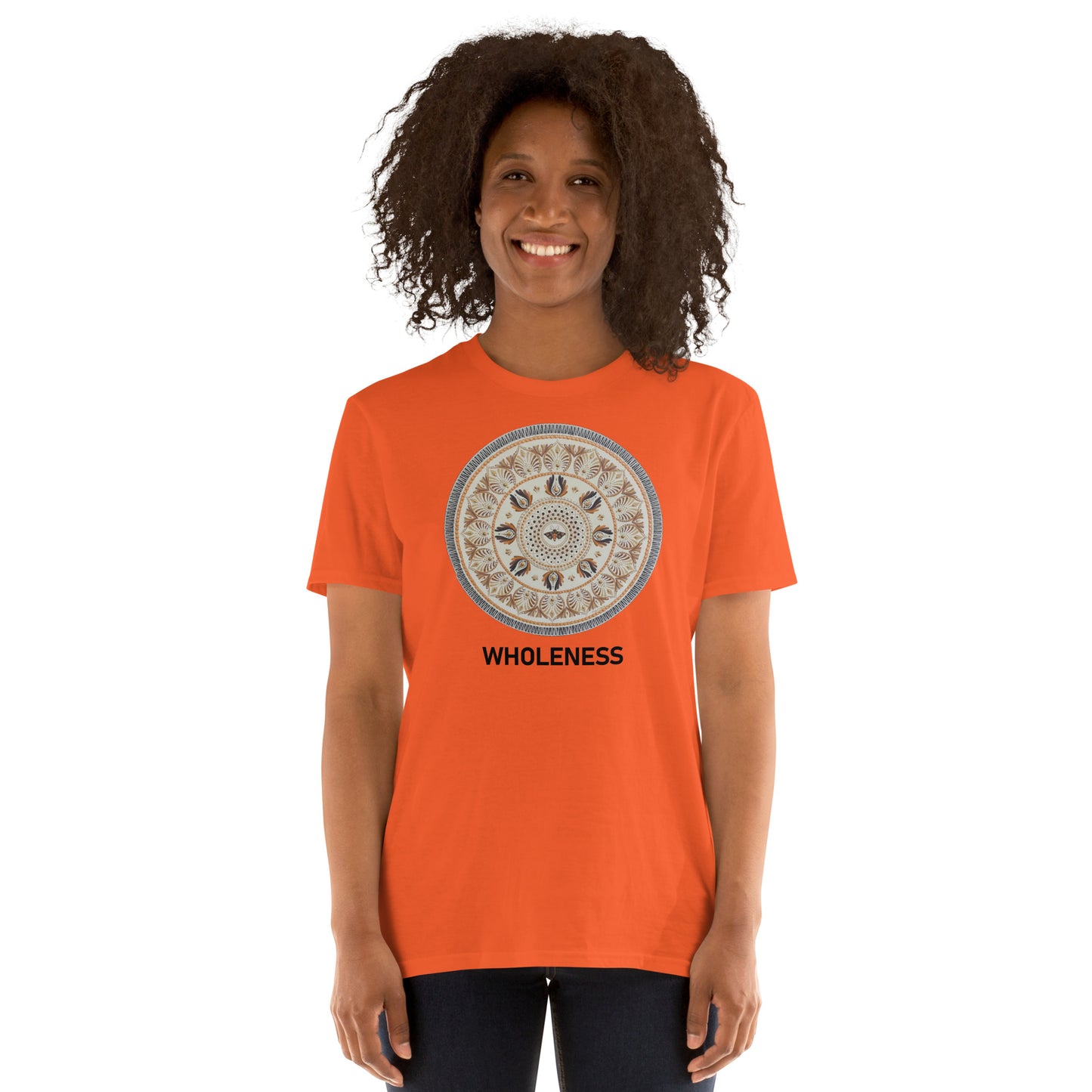 Unisex Softstyle T-Shirt (beige mandala | on front | WHOLENESS in black lettering)