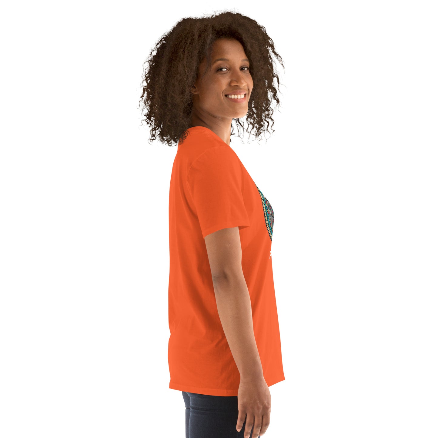 Unisex Softstyle T-Shirt (mandala with red core on front | PURPOSE in white lettering)