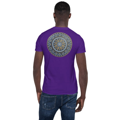 Unisex Softstyle T-Shirt (mandala with gold rim on back | PROTECTION in white lettering)