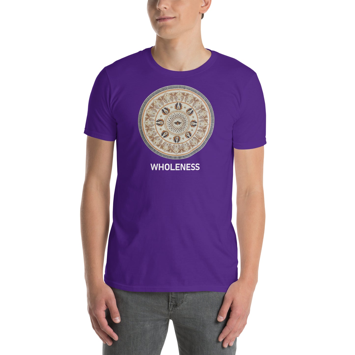 Unisex Softstyle T-Shirt (beige mandala | on front | WHOLENESS in white lettering)