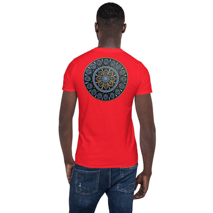 Unisex Softstyle T-Shirt (mandala with gold rim on back | PROTECTION in white lettering)