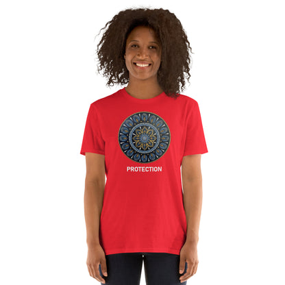 Unisex Softstyle T-Shirt (mandala with gold rim | on front | PROTECTION in white lettering)