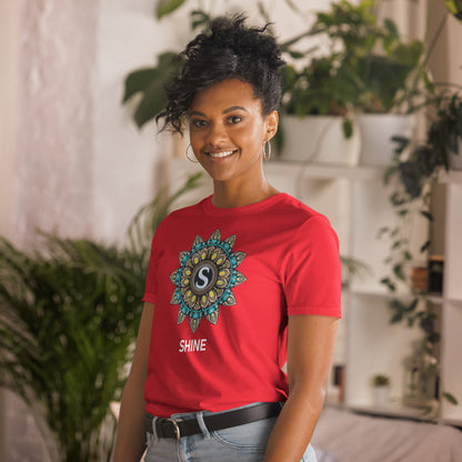 Unisex Softstyle T-Shirt (mandala with S in core | on front | SHINE in white lettering)