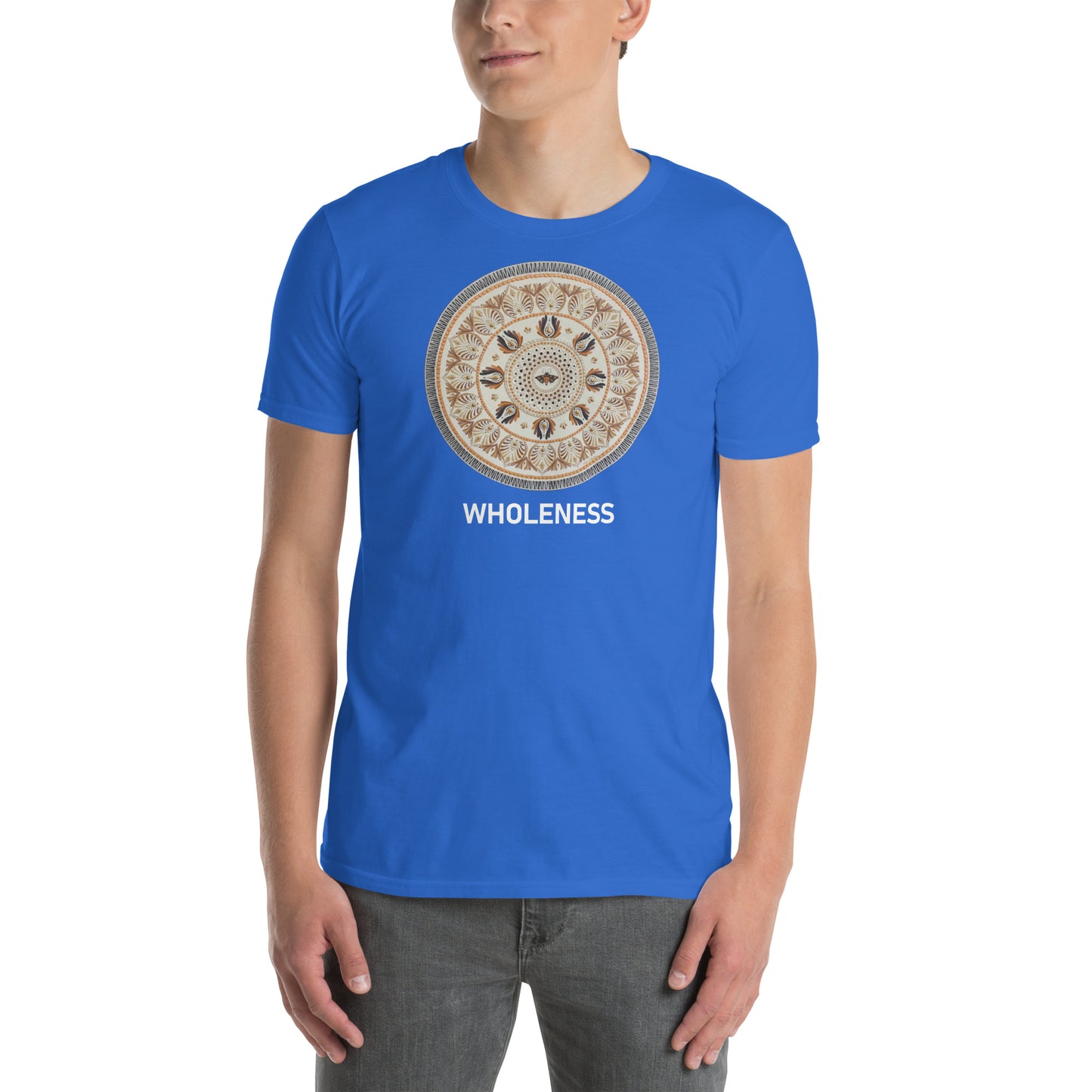 Unisex Softstyle T-Shirt (beige mandala | on front | WHOLENESS in white lettering)