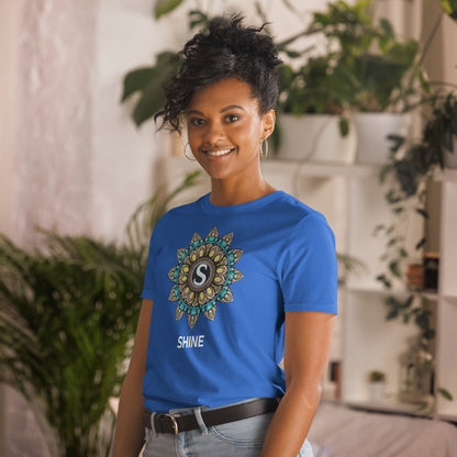 Unisex Softstyle T-Shirt (mandala with S in core | on front | SHINE in white lettering)