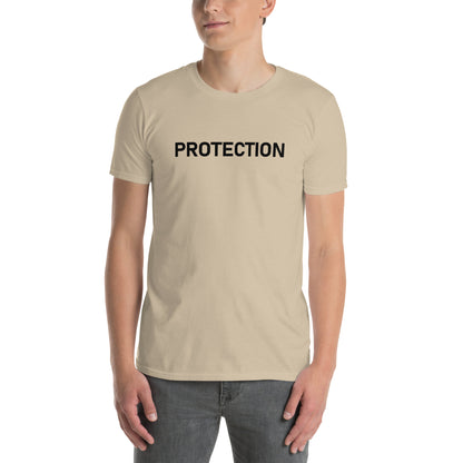 Unisex Softstyle T-Shirt (mandala with gold rim on back | PROTECTION in white lettering)