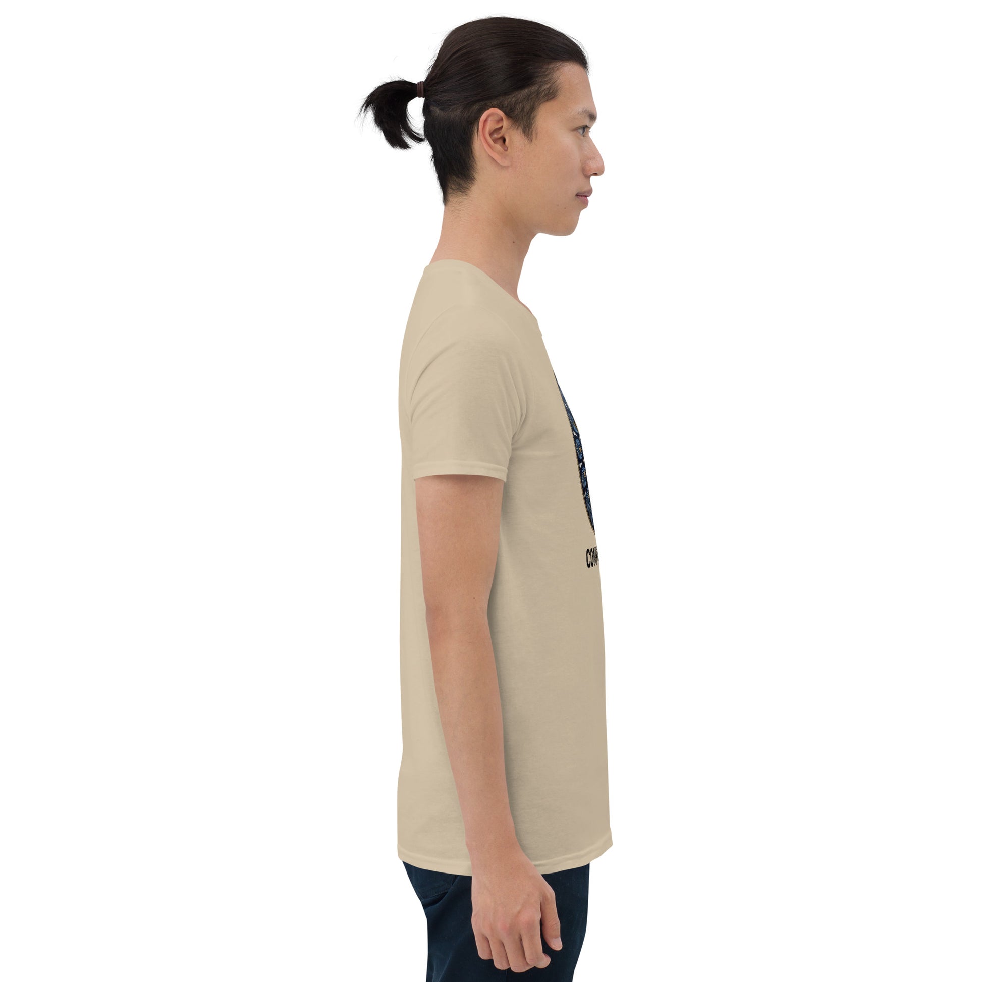 Unisex Softstyle T-Shirt (mandala with gold rim | on front | COMPASSION in black lettering)