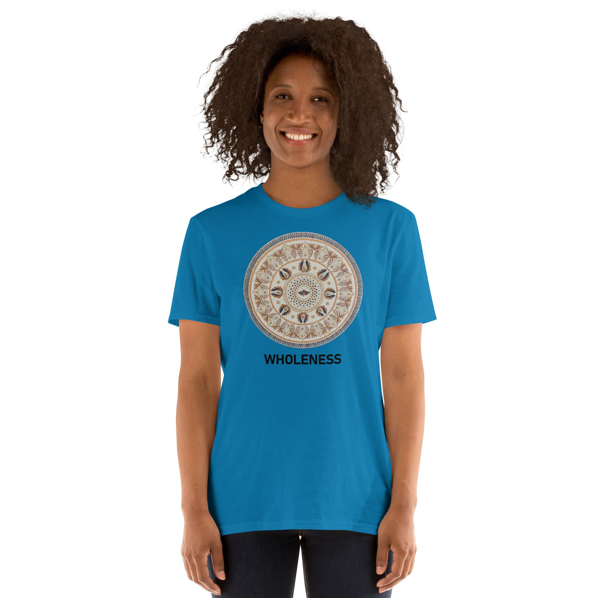 Unisex Softstyle T-Shirt (beige mandala | on front | WHOLENESS in black lettering)