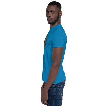 Unisex Softstyle T-Shirt (mandala green and gold rim | on front | GRATITUDE in black lettering)