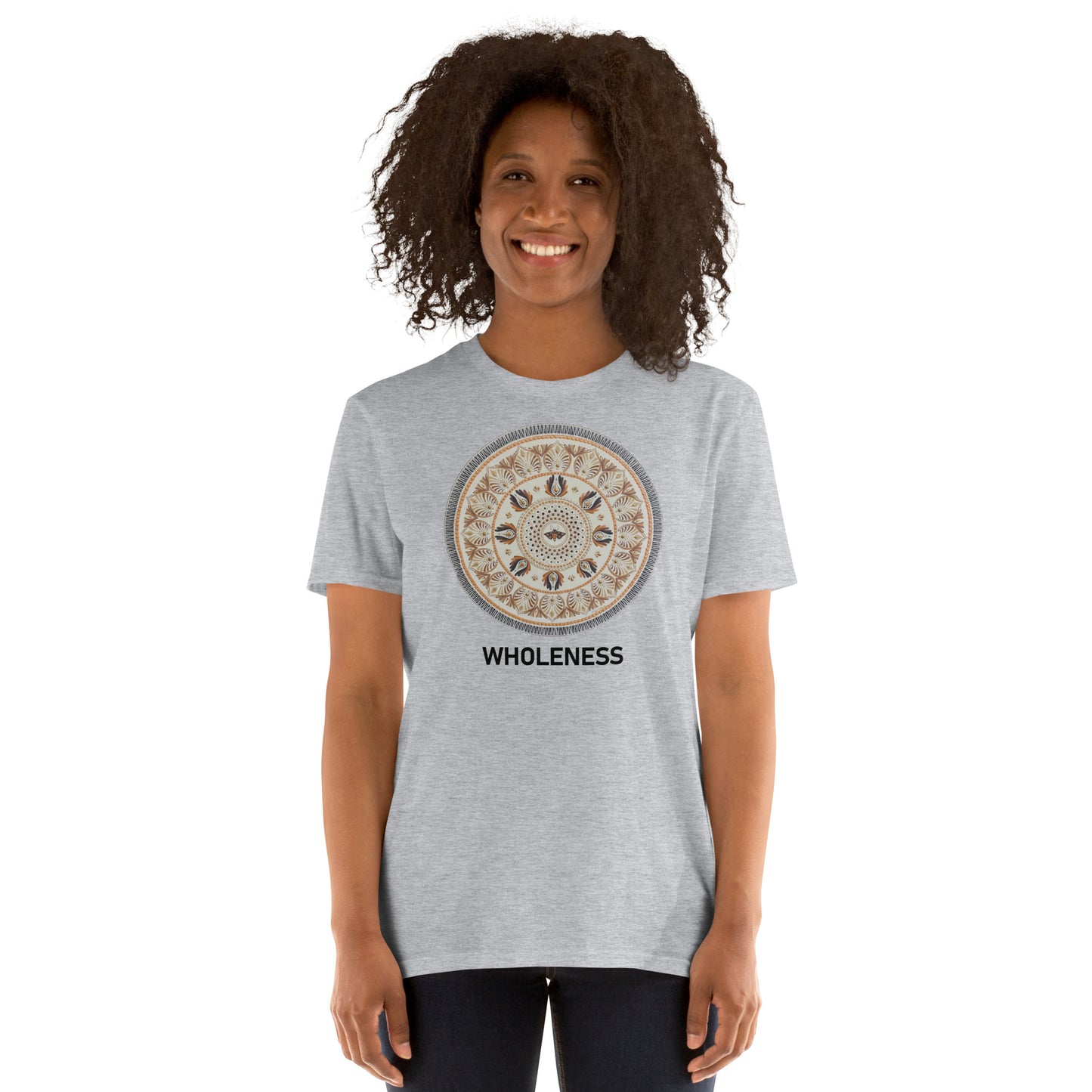 Unisex Softstyle T-Shirt (beige mandala | on front | WHOLENESS in black lettering)