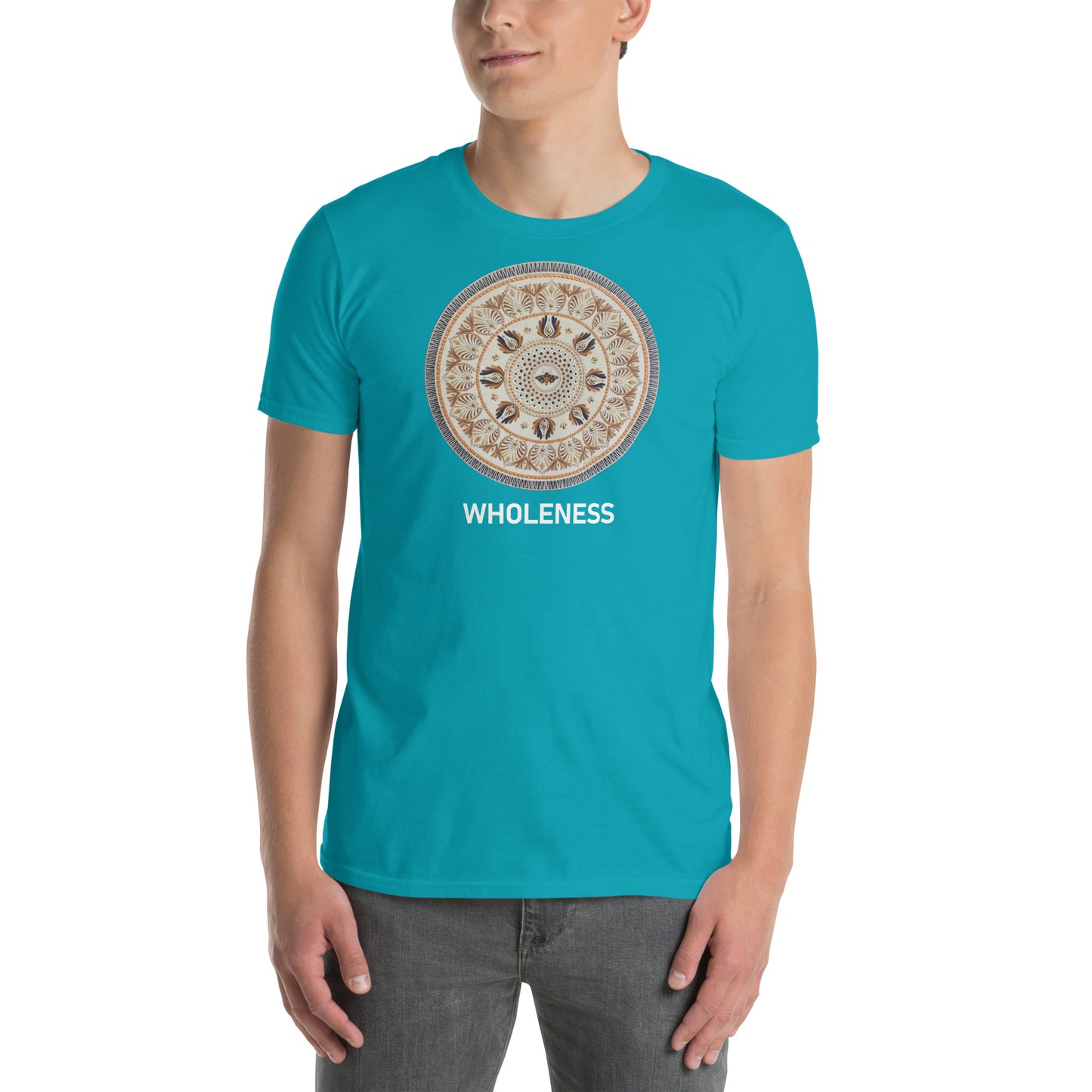 Unisex Softstyle T-Shirt (beige mandala | on front | WHOLENESS in white lettering)