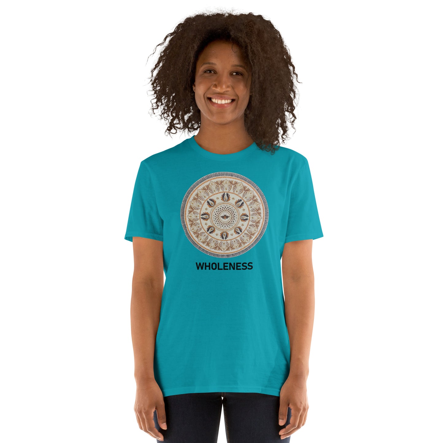 Unisex Softstyle T-Shirt (beige mandala | on front | WHOLENESS in black lettering)