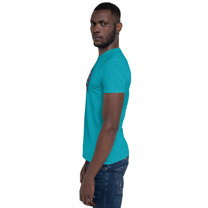 Unisex Softstyle T-Shirt (mandala with red lines | on front | POWER in white lettering)