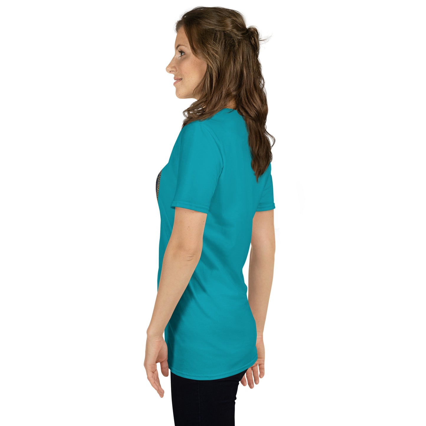 Unisex Softstyle T-Shirt (mandala with cross in the core | on front | GROWTH in black lettering)