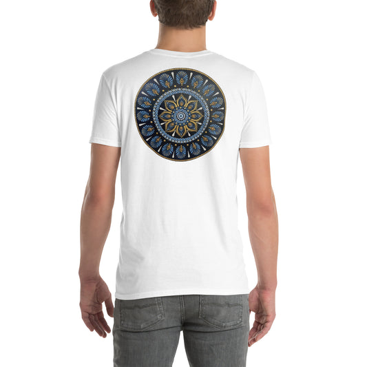 Unisex Softstyle T-Shirt (mandala with gold rim on back | PROTECTION in white lettering)