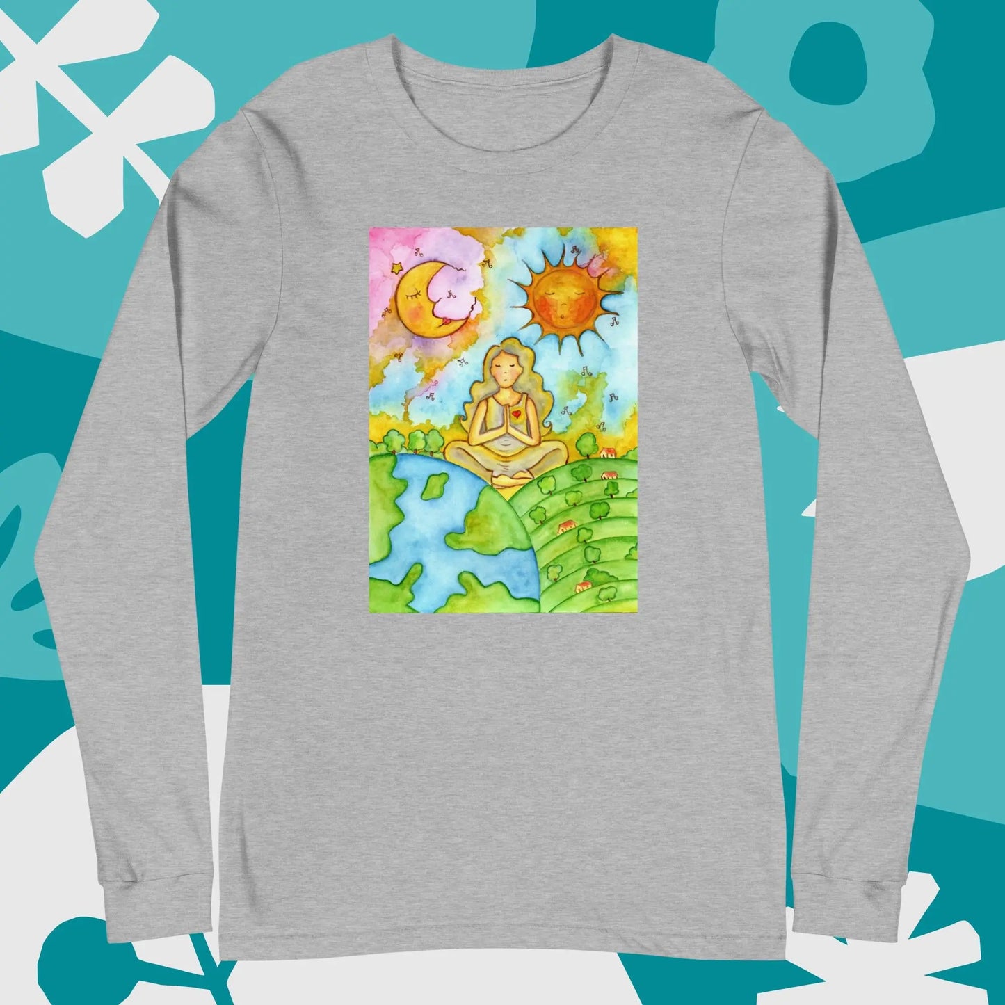 Unisex Long Sleeve Tee (meditating beneath the sun and moon)