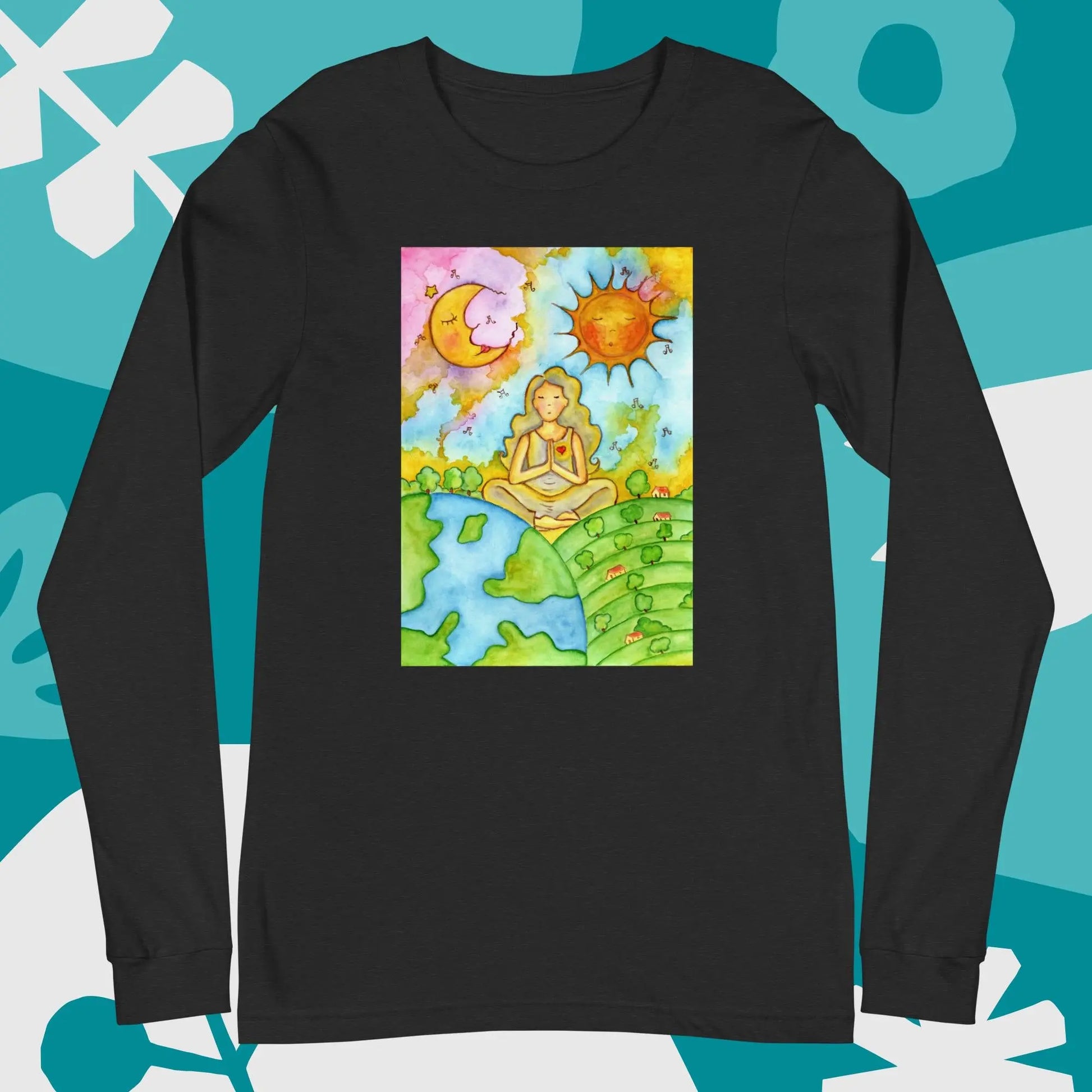 Unisex Long Sleeve Tee (meditating beneath the sun and moon)
