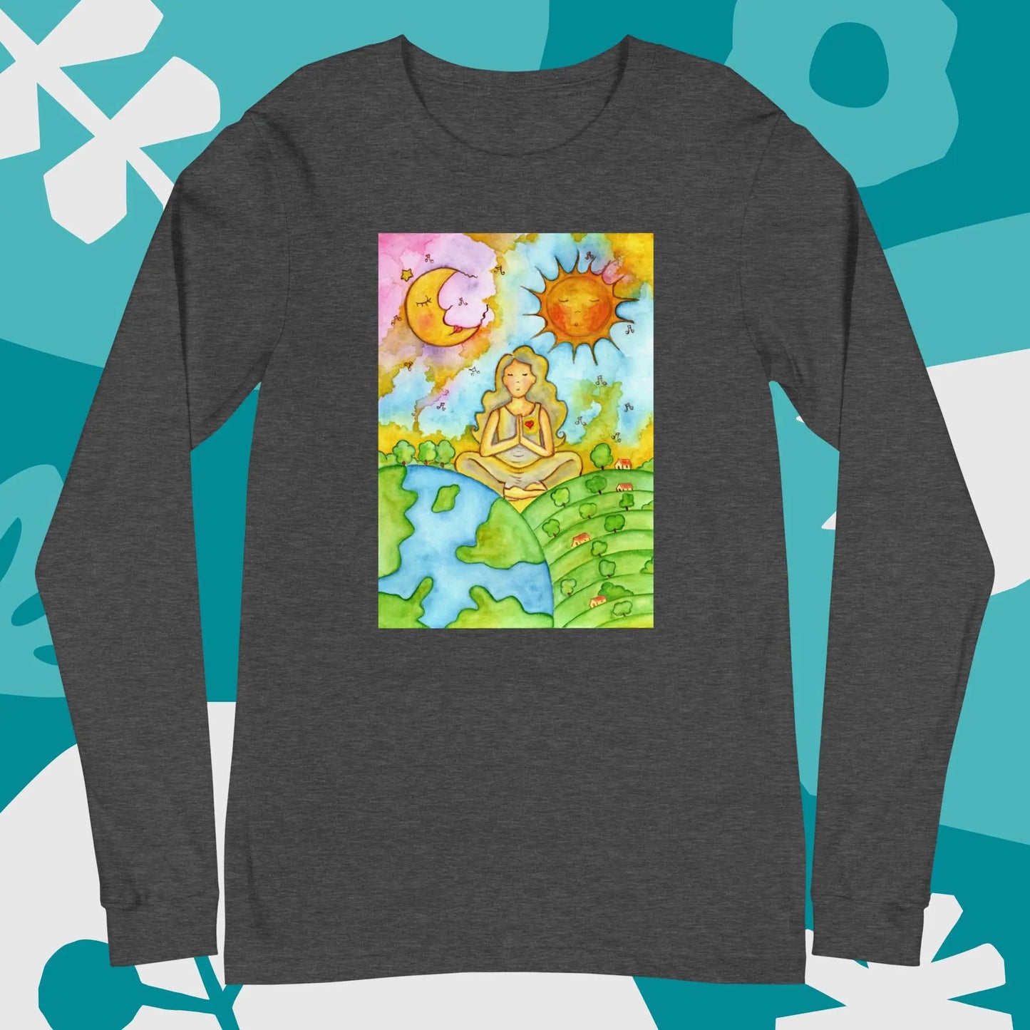 Unisex Long Sleeve Tee (meditating beneath the sun and moon)