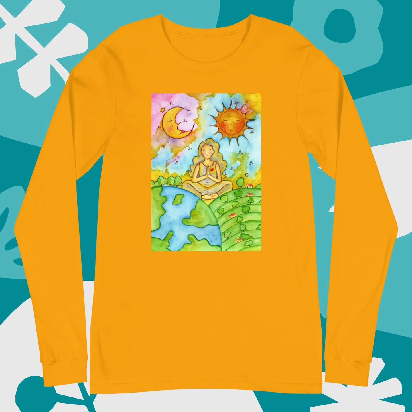 Unisex Long Sleeve Tee (meditating beneath the sun and moon)