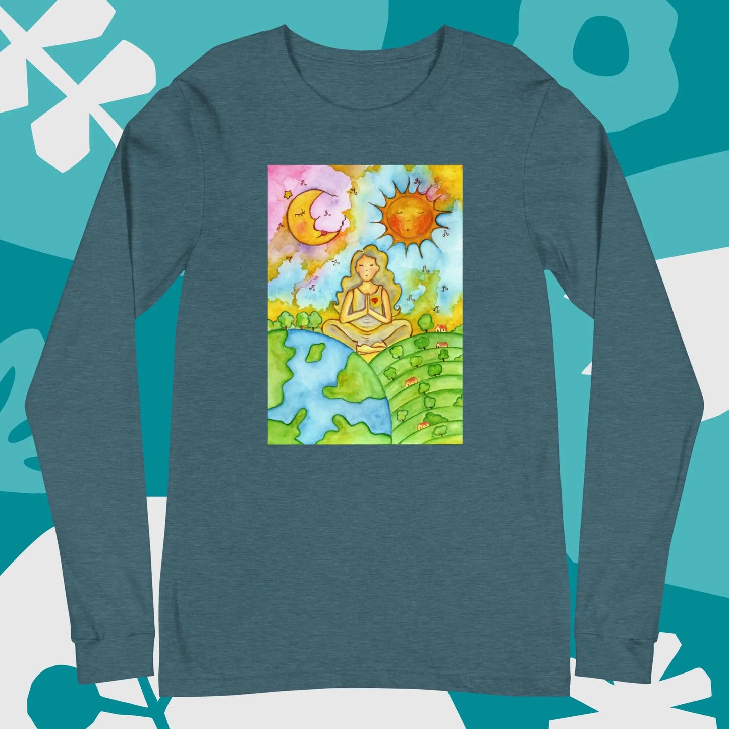 Unisex Long Sleeve Tee (meditating beneath the sun and moon)