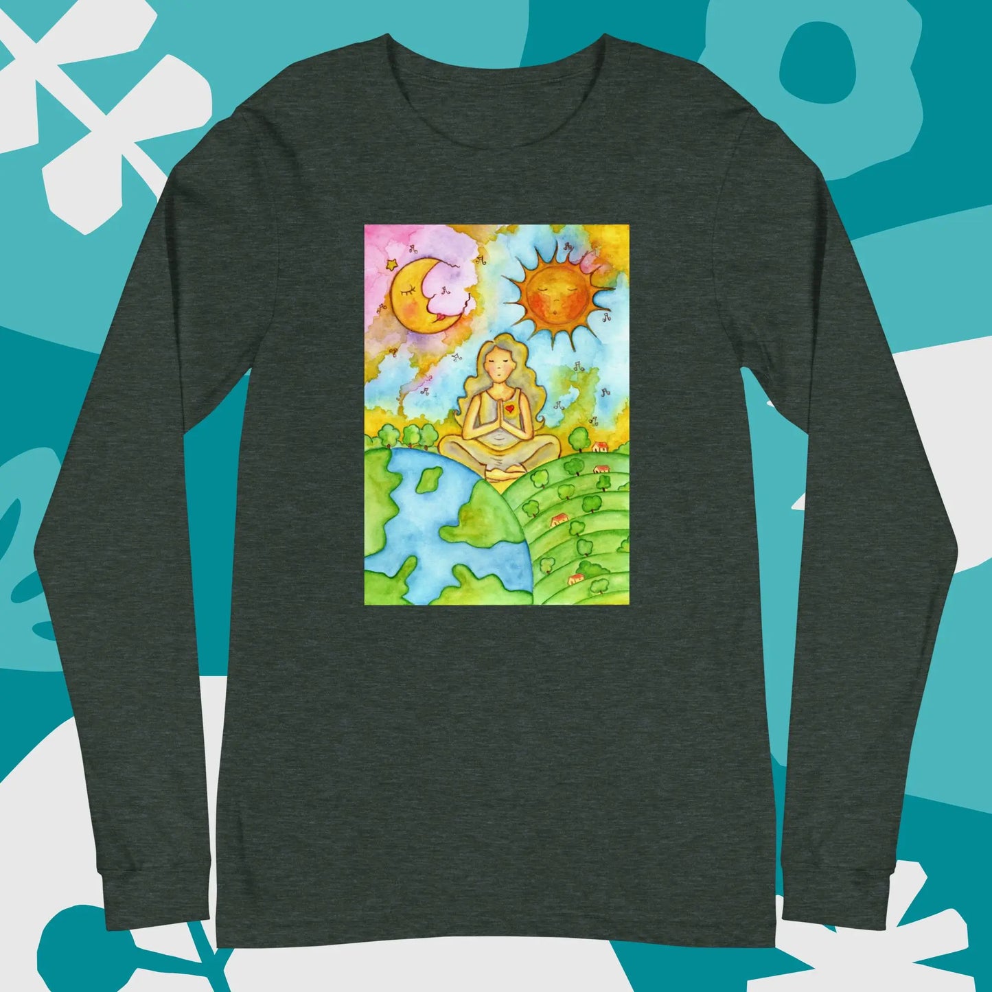 Unisex Long Sleeve Tee (meditating beneath the sun and moon)
