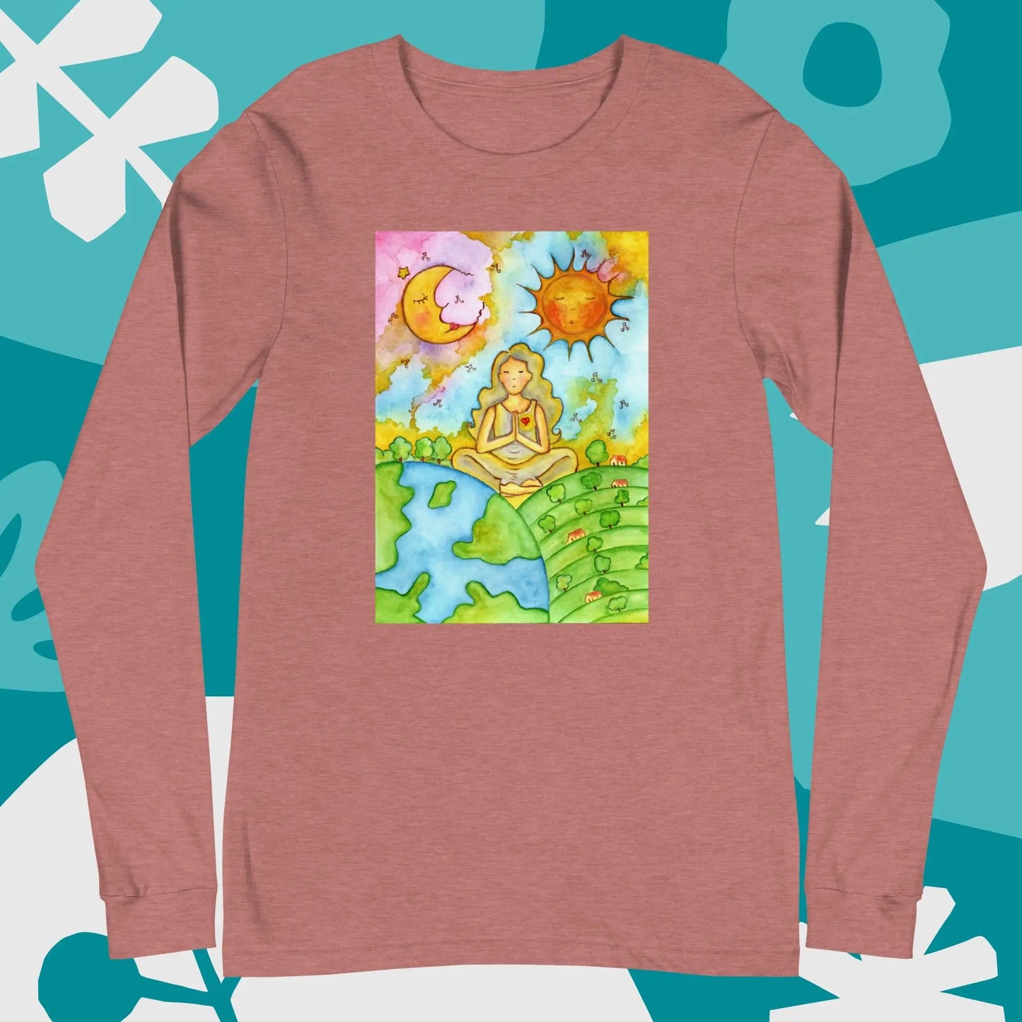 Unisex Long Sleeve Tee (meditating beneath the sun and moon)