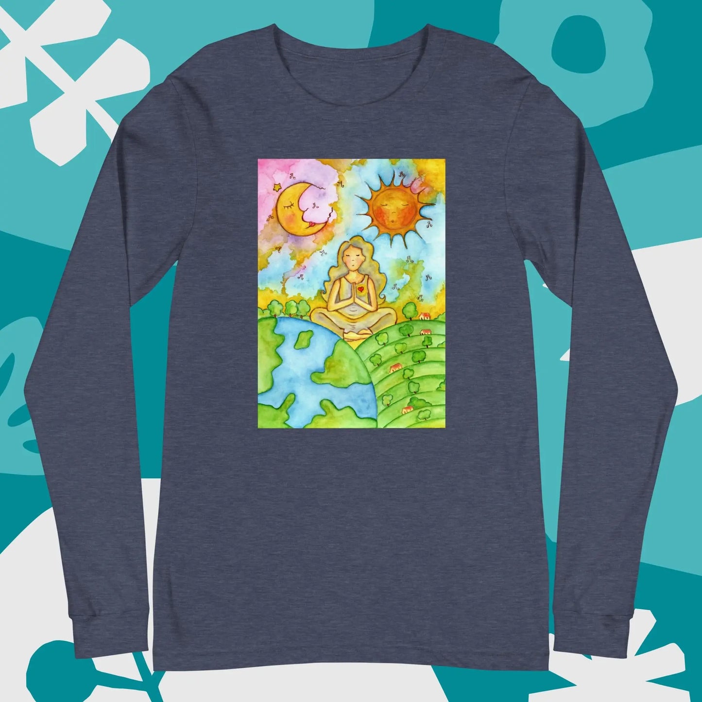 Unisex Long Sleeve Tee (meditating beneath the sun and moon)