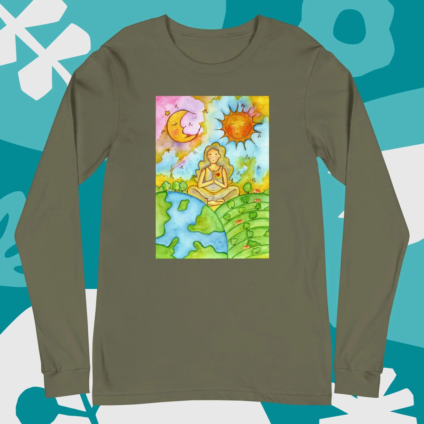Unisex Long Sleeve Tee (meditating beneath the sun and moon)