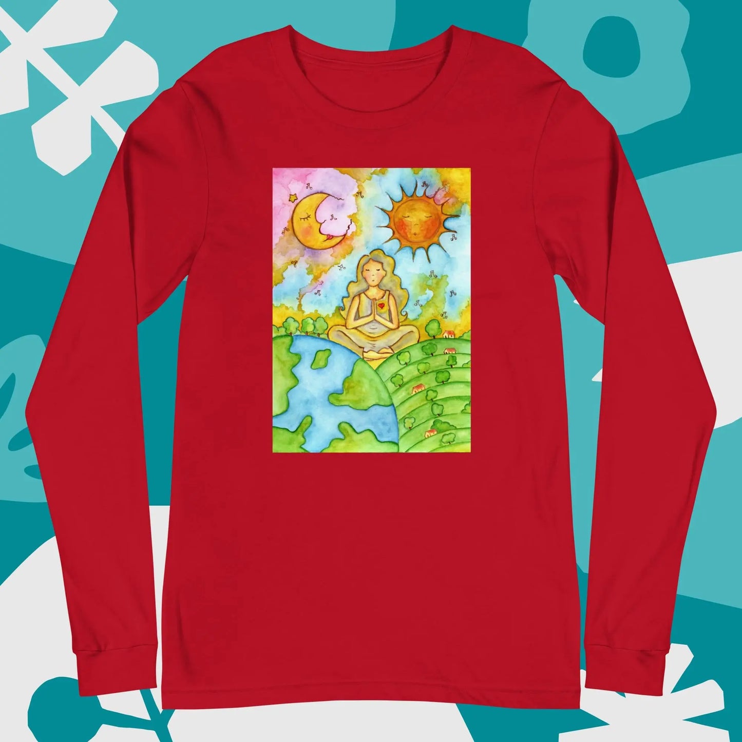 Unisex Long Sleeve Tee (meditating beneath the sun and moon)