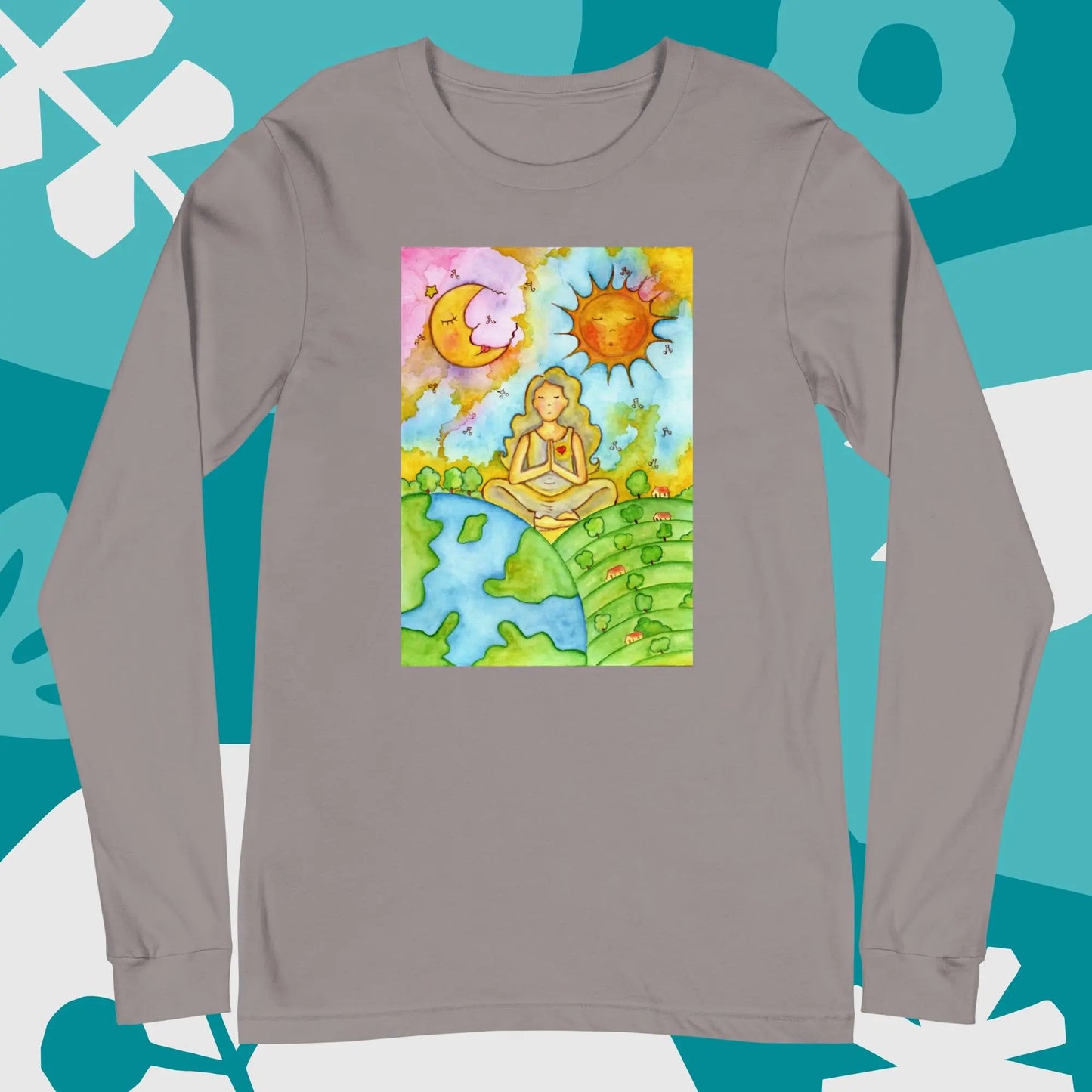 Unisex Long Sleeve Tee (meditating beneath the sun and moon)