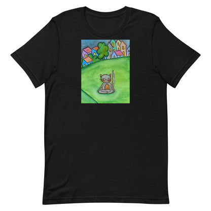 Unisex Staple T-Shirt (cat meditating in the park)