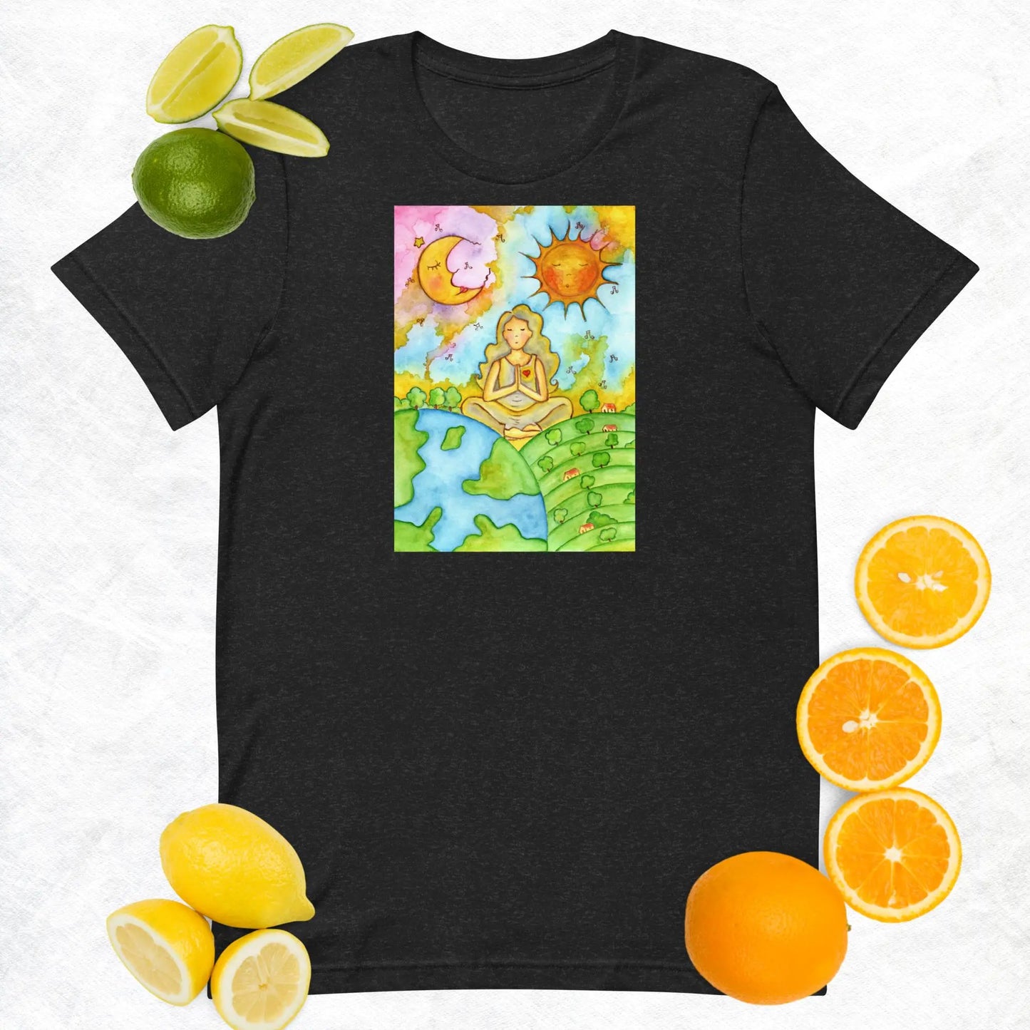 Unisex Staple T-Shirt (meditating beneath the sun and moon)
