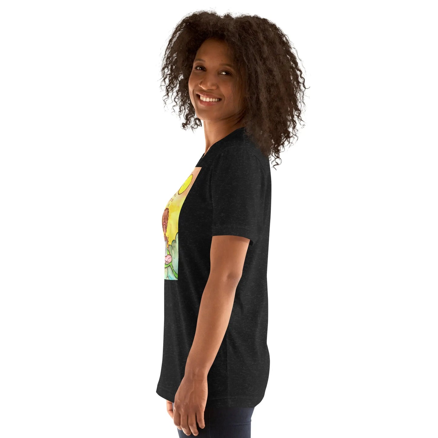 Unisex Staple T-Shirt (cat and woman meditating)