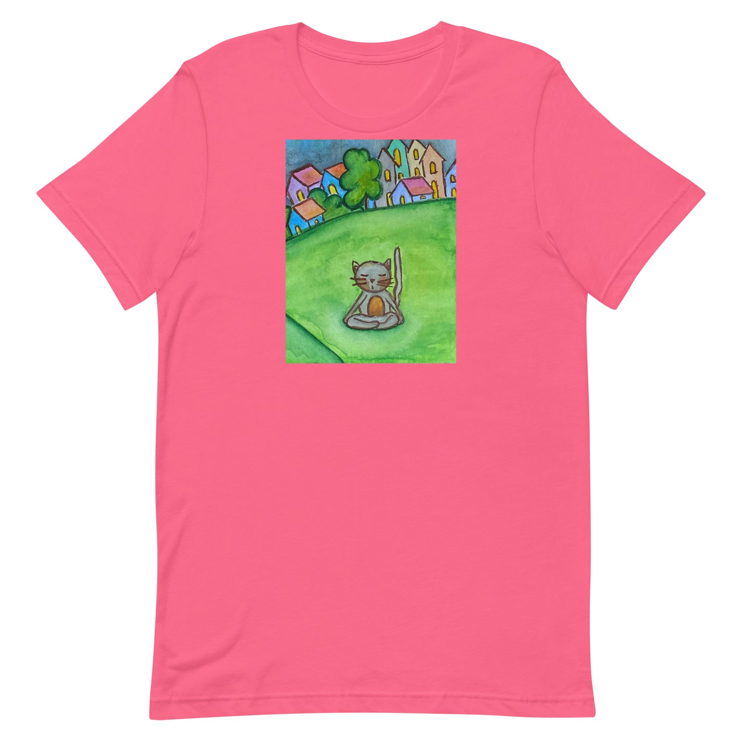 Unisex Staple T-Shirt (cat meditating in the park)