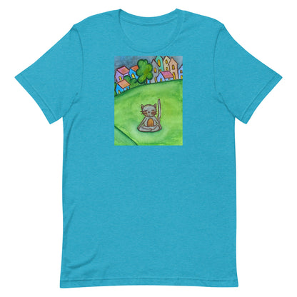 Unisex Staple T-Shirt (cat meditating in the park)