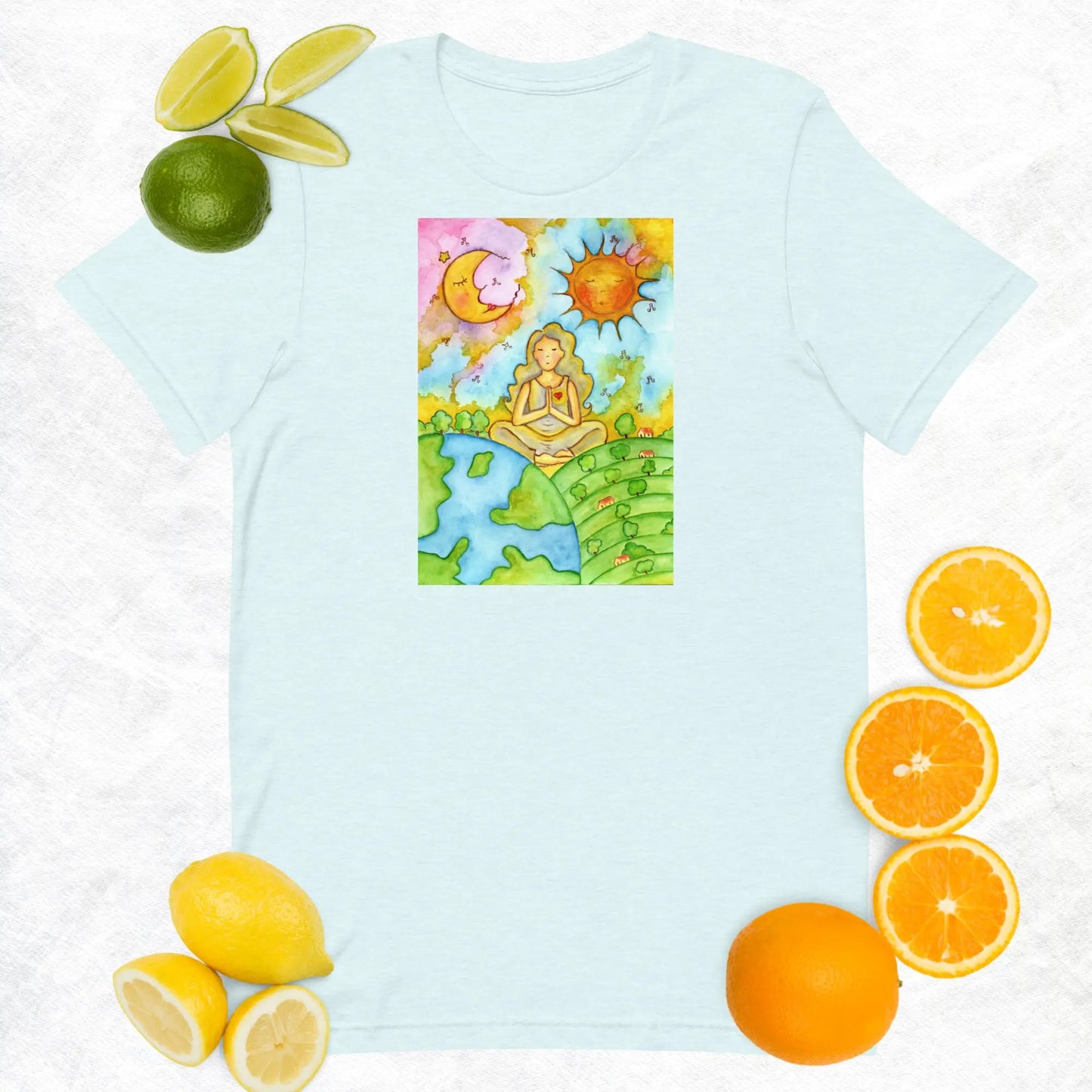 Unisex Staple T-Shirt (meditating beneath the sun and moon)